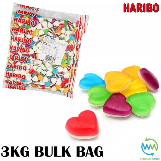 3KG BULK BAG - HARIBO MULTICOLOURED HEART THROBS Sweets VALENTINES DAY Candy WEDDING Hearts LOVE PICK N MIX Fruit Fruity Snack LIMITED EDITION Gummy Gummies Jelly Jellies