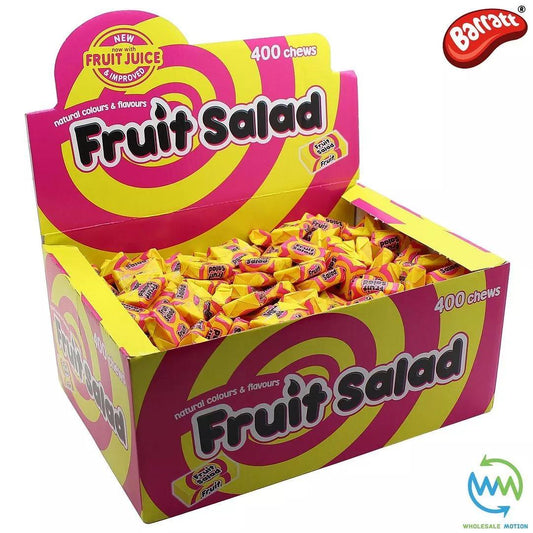 FULL BOX OF 400 - FRUIT SALAD CHEWS Sweets BARRATT Retro FRUIT SALADS Party WRAPPED Vintage SWEET Traditional Gummy Gummies Pineapple & Raspberry