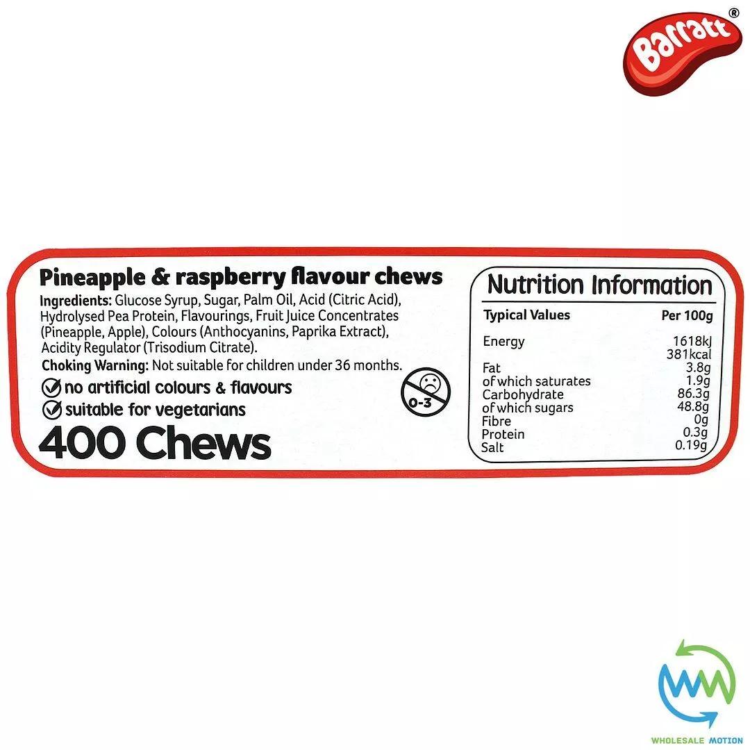 FULL BOX OF 400 - FRUIT SALAD CHEWS Sweets BARRATT Retro FRUIT SALADS Party WRAPPED Vintage SWEET Traditional Gummy Gummies Pineapple & Raspberry