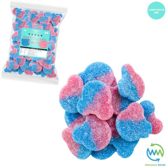 FIZZY BUBBLEGUM BEARS Sweets CANDY Jelly GUMMY Jellies GUMMIES Sugar Coated Bear VEGAN Snack WEDDING GIFT Party Bag Filler CANDIES Candycrave PICK N MIX UK