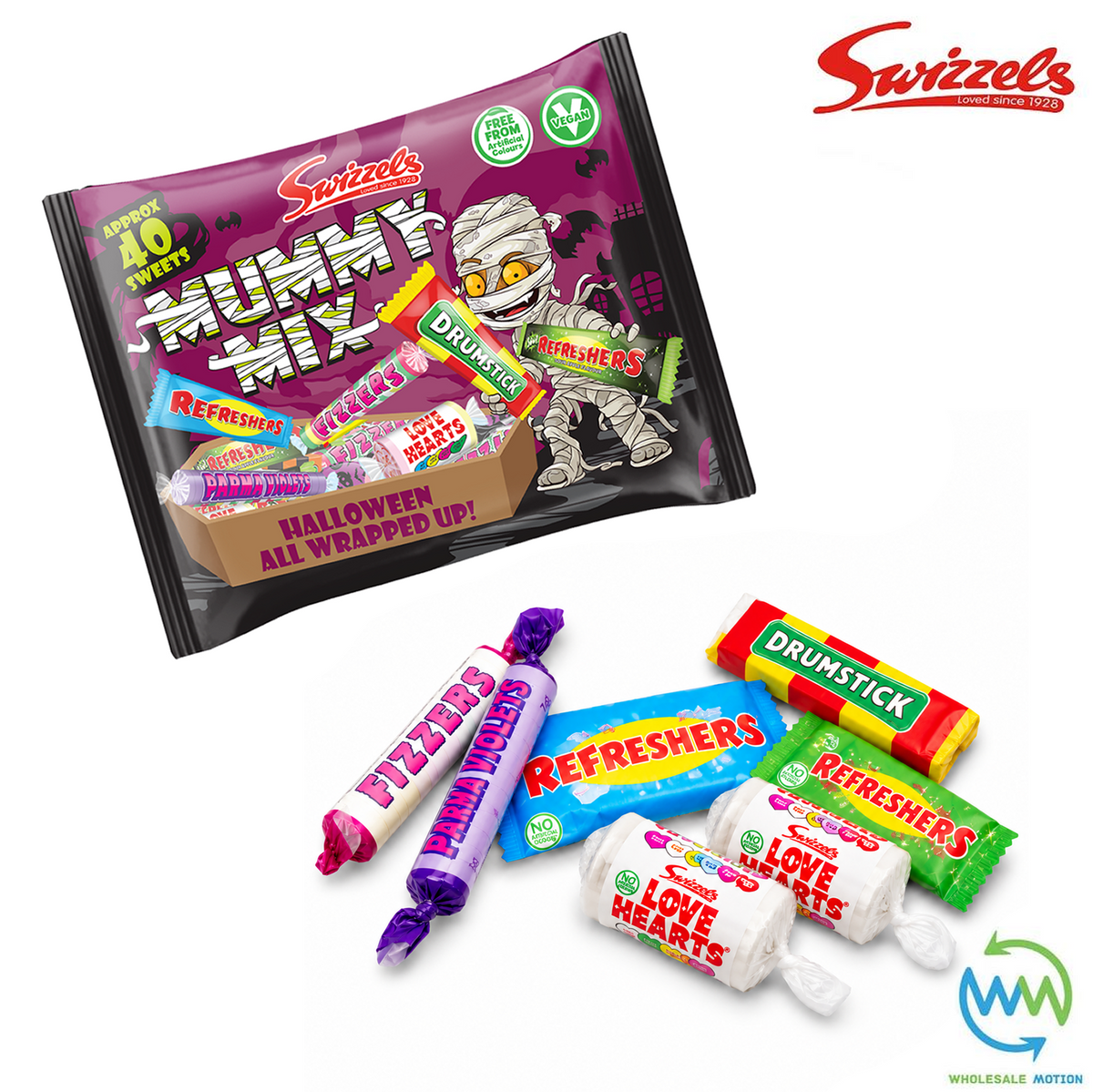Swizzels MUMMY MIX BAG 340g Individual Wrapped Halloween SWEETS Retro CANDY Kids Party Retro CANDY UK Snack SWIZZLES