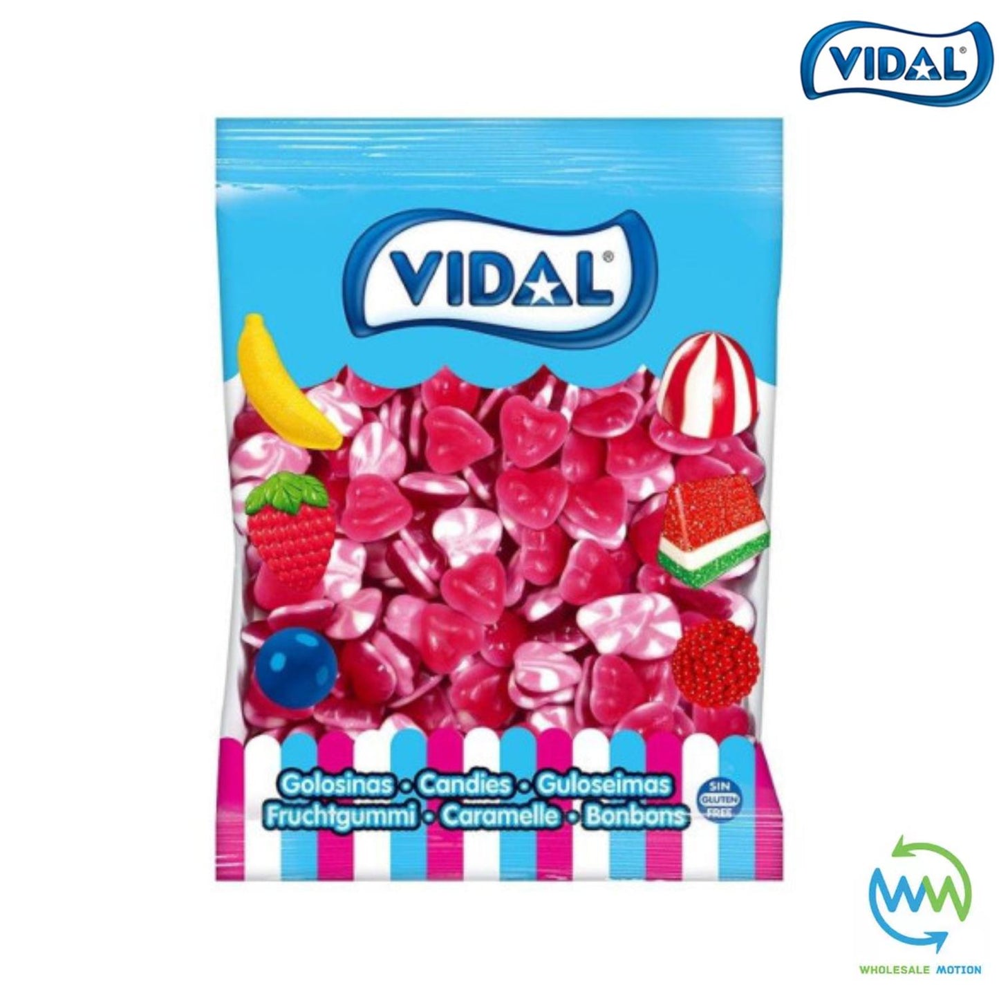 Vidal TWIST HEARTS Sweets GUMMY Candy GUMMIES Jellies Jelly PICK N MIX UK Fruity WEDDING FAVOUR GIFT Valentines Day ANNIVERSARY Food Snack Party Bag Filler Gift
