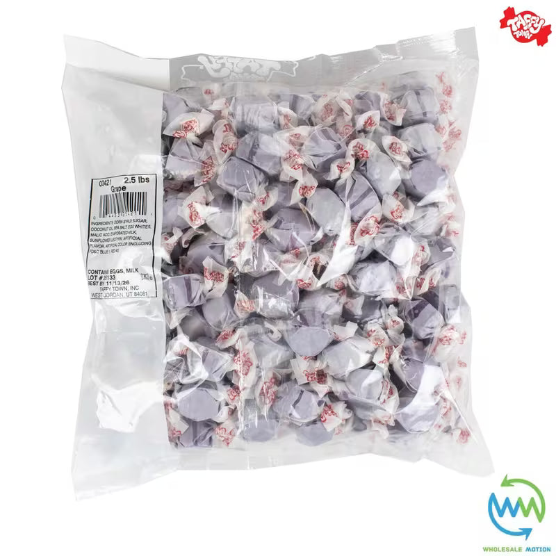 GRAPE SALT WATER TAFFY Sweets SOFT CANDY Taffies SWEET Chewy Retro Party WRAPPED Fruity SWEET Candy Gummy Jelly Snack Fruit Taffies Toffees Gummies Jellies GIFT Snack TREAT Wedding Favour Party Bag Filler