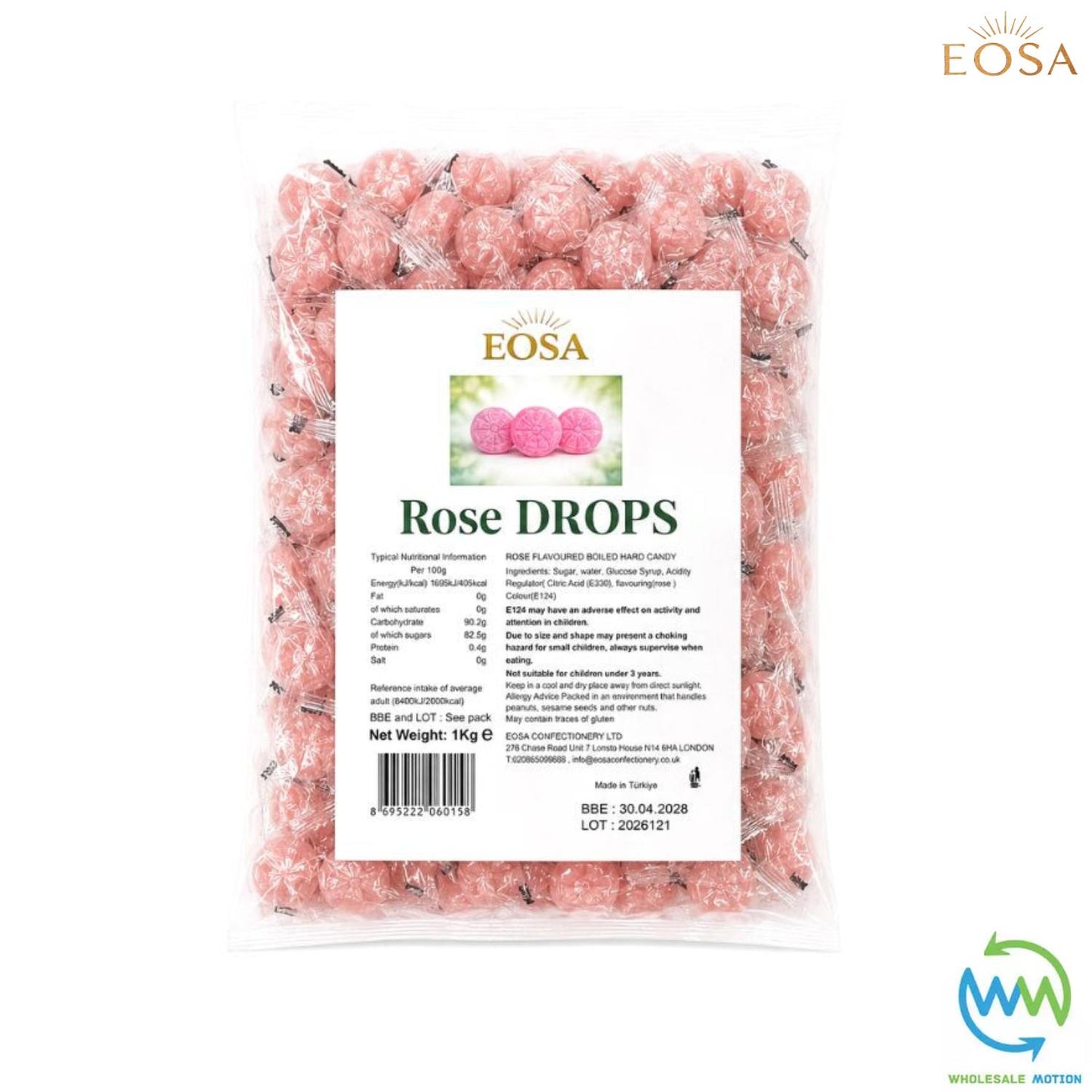 ROSE DROPS Sweets CANDY Candies HARD BOILED Cream Fruity Sweet INDIVIDUALLY WRAPPED Drop Retro TRADITIONAL Party Bag Filler Treat Snack Fruit Fruity Wedding Favour Gift