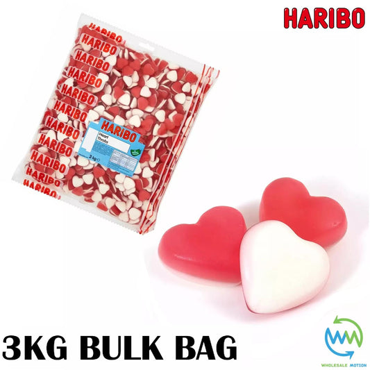 3KG BULK BAG - HARIBO HEART THROBS Sweets VALENTINES DAY Candy WEDDING Hearts LOVE PICK N MIX