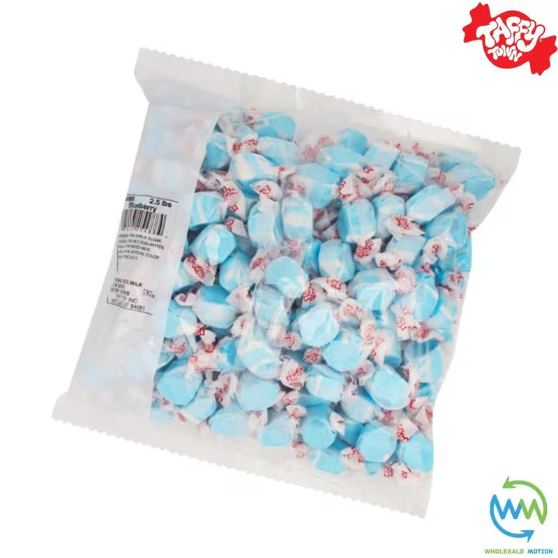 BLUEBERRY SALT WATER TAFFY Sweets SOFT CANDY Taffies SWEET Chewy Retro Blue Berry Party WRAPPED Fruity SWEET Candy Gummy Jelly Snack Fruit Taffies Toffees Gummies Jellies GIFT Snack TREAT Wedding Favour Party Bag Filler