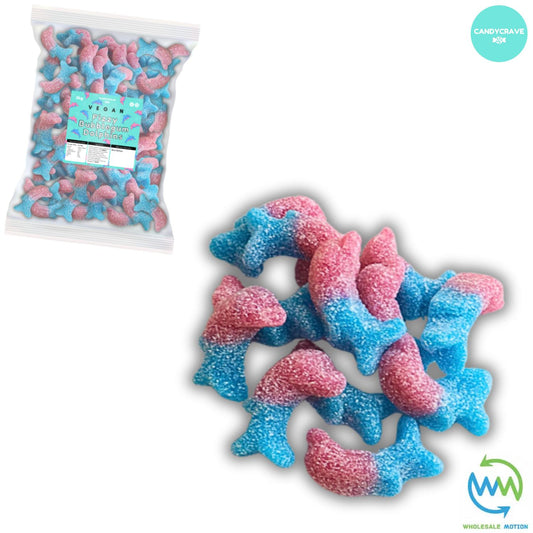 FIZZY BUBBLEGUM DOLPHINS Sweets CANDY Jelly GUMMY Jellies GUMMIES Sugar Coated Dolphin Snack WEDDING GIFT Party Bag Filler CANDIES Candycrave PICK N MIX UK Treat
