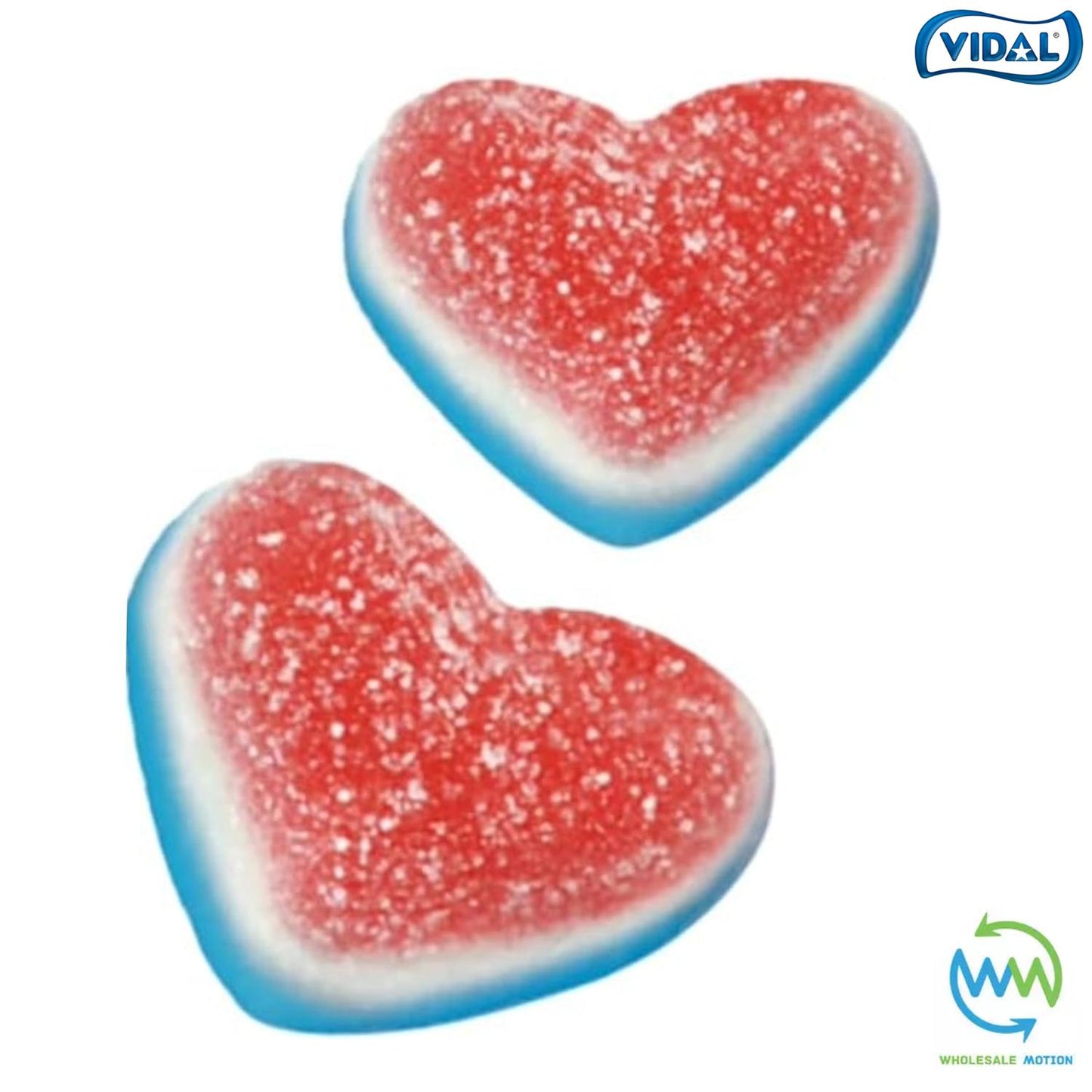 DOUBLE LAYER HEARTS Sweets GUMMY Sugar Coated GUMMIES Candy Jelly FRUITY Jellies RED BLUE WHITE Vidal PICK N MIX UK Fruit Food Snack Party Bag Filler Wedding Love Heart Gift Valentines Day