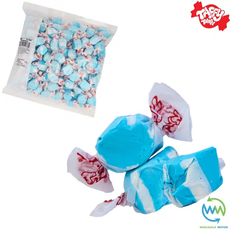 BLUEBERRY SALT WATER TAFFY Sweets SOFT CANDY Taffies SWEET Chewy Retro Blue Berry Party WRAPPED Fruity SWEET Candy Gummy Jelly Snack Fruit Taffies Toffees Gummies Jellies GIFT Snack TREAT Wedding Favour Party Bag Filler
