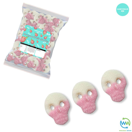 FIZZY DRAGONFRUIT SKULLS Sweets GUMMY Jelly CANDY Jellies GUMMIES Sugar Coated Dragon Fruit Skull Snack WEDDING GIFT Party Bag Filler CANDIES PICK N MIX UK Candycrave