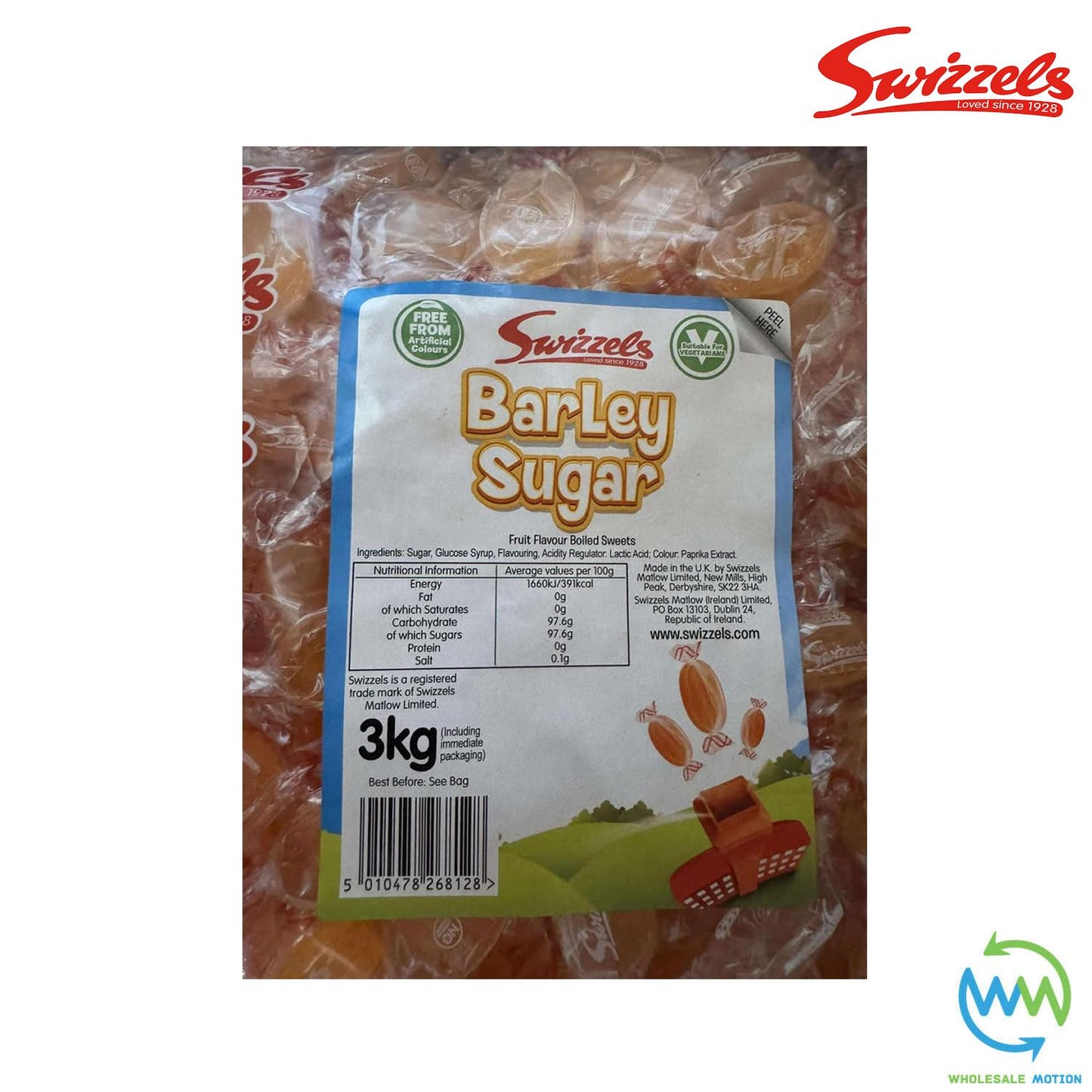 3KG BULK BAG Swizzels BARLEY SUGAR Individual Wrapped 7g SWEETS OVAL Retro CANDY Kids Party Retro CANDY UK Snack SWIZZELS