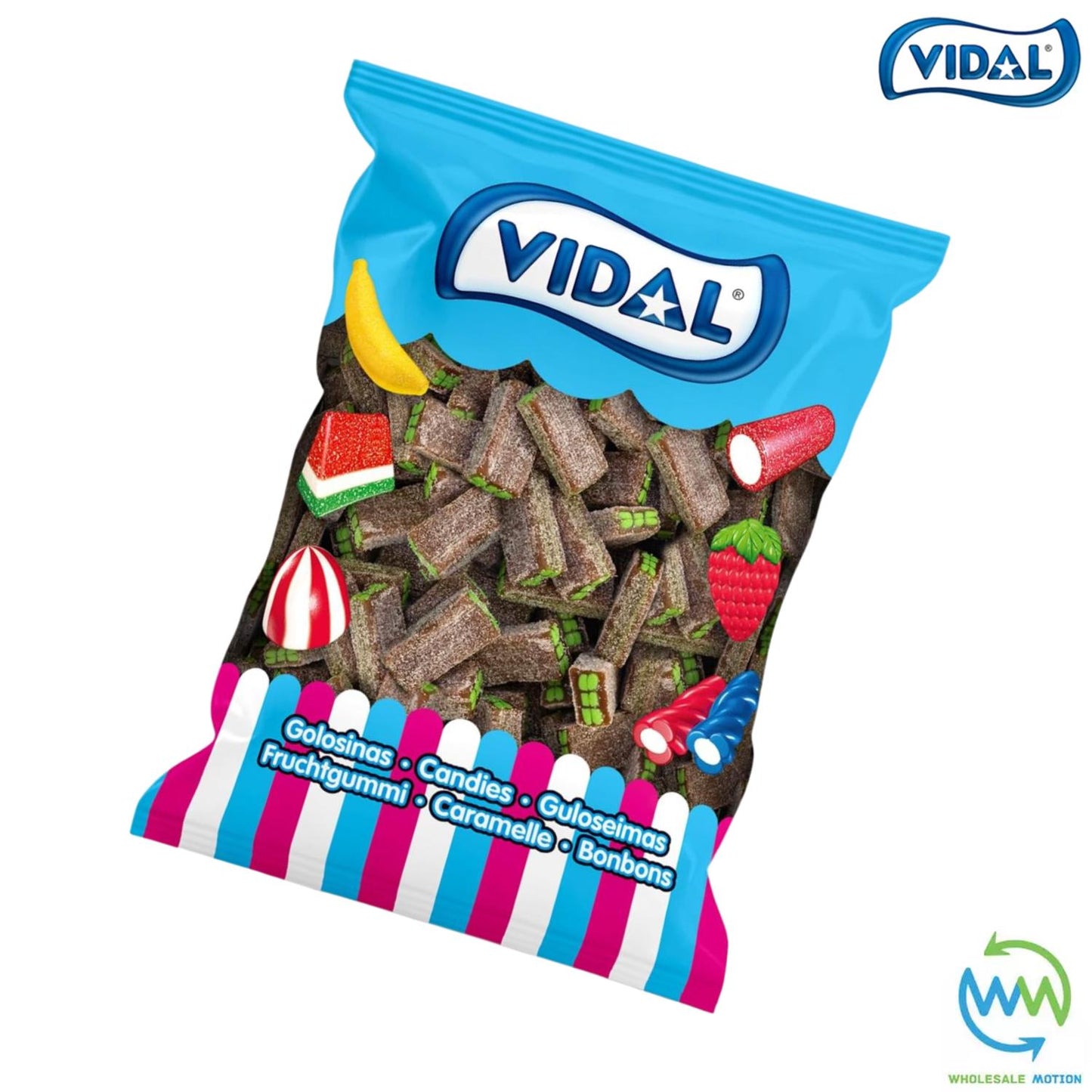 FIZZY COLA FILLED BRICKS Sweets GUMMY Candy FONDANT CENTRE Brick Jellies GUMMIES Brick JELLY Bites Vidal PICK N MIX UK Liquorice Snack Treat Wedding Gift Party Bag Filler