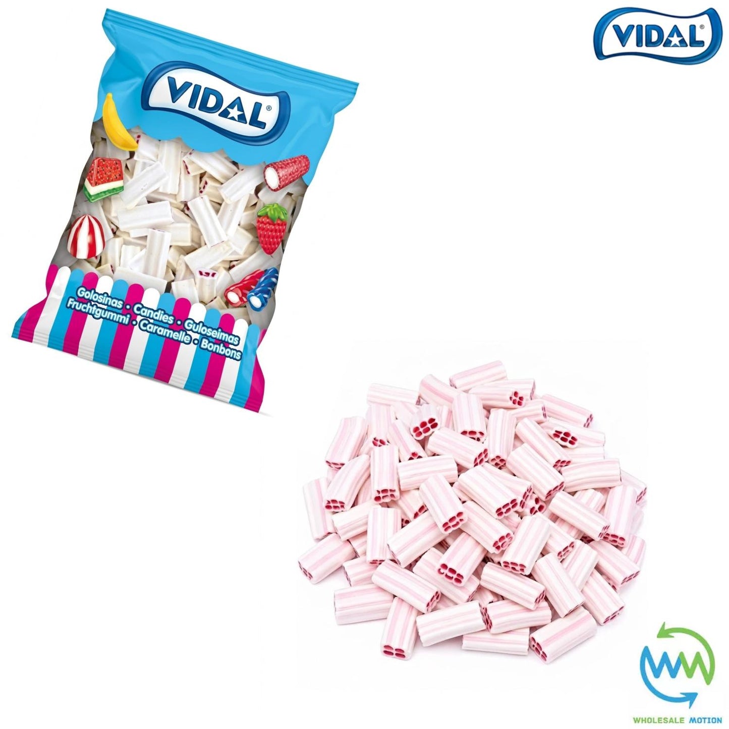 STRAWBERRY & CREAM BRICKS Sweets GUMMY Candy FONDANT CENTRE Jellies GUMMIES Brick JELLY Bites Vidal PICK N MIX UK Snack Treat