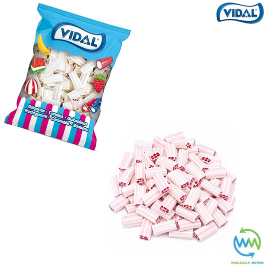 STRAWBERRY & CREAM BRICKS Sweets GUMMY Candy FONDANT CENTRE Jellies GUMMIES Brick JELLY Bites Vidal PICK N MIX UK Snack Treat