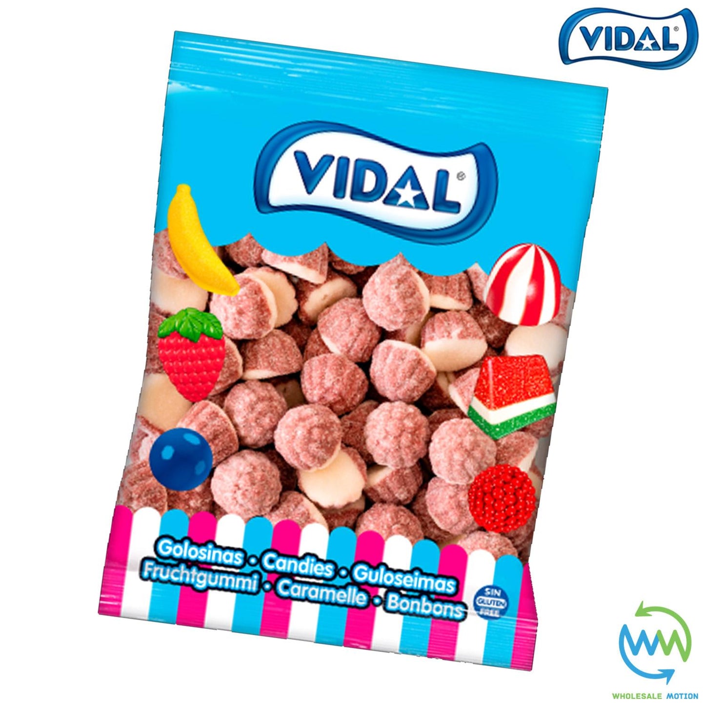 FIZZY BERRY KISSES Sweets GUMMY Candy Jelly BLACKBERRY Fruity GUMMIES Vidal PICK N MIX Jellies Berries Snack Sugar Coated