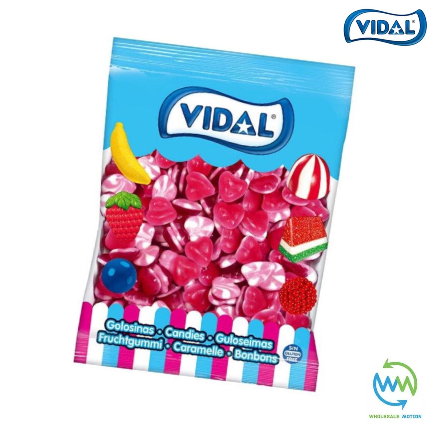 Vidal TWIST HEARTS Sweets GUMMY Candy GUMMIES Jellies Jelly PICK N MIX UK Fruity WEDDING FAVOUR GIFT Valentines Day ANNIVERSARY Food Snack Party Bag Filler Gift