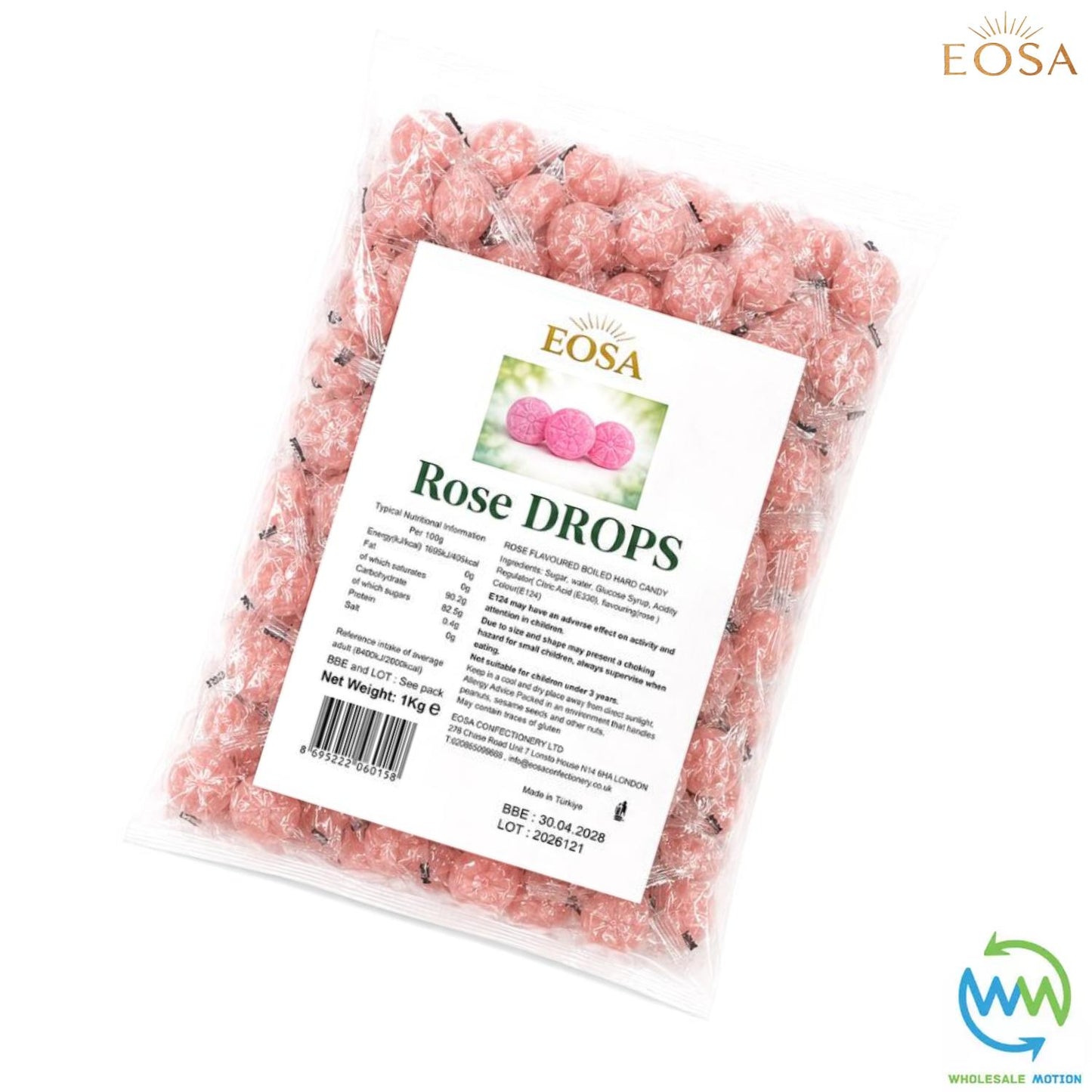 ROSE DROPS Sweets CANDY Candies HARD BOILED Cream Fruity Sweet INDIVIDUALLY WRAPPED Drop Retro TRADITIONAL Party Bag Filler Treat Snack Fruit Fruity Wedding Favour Gift