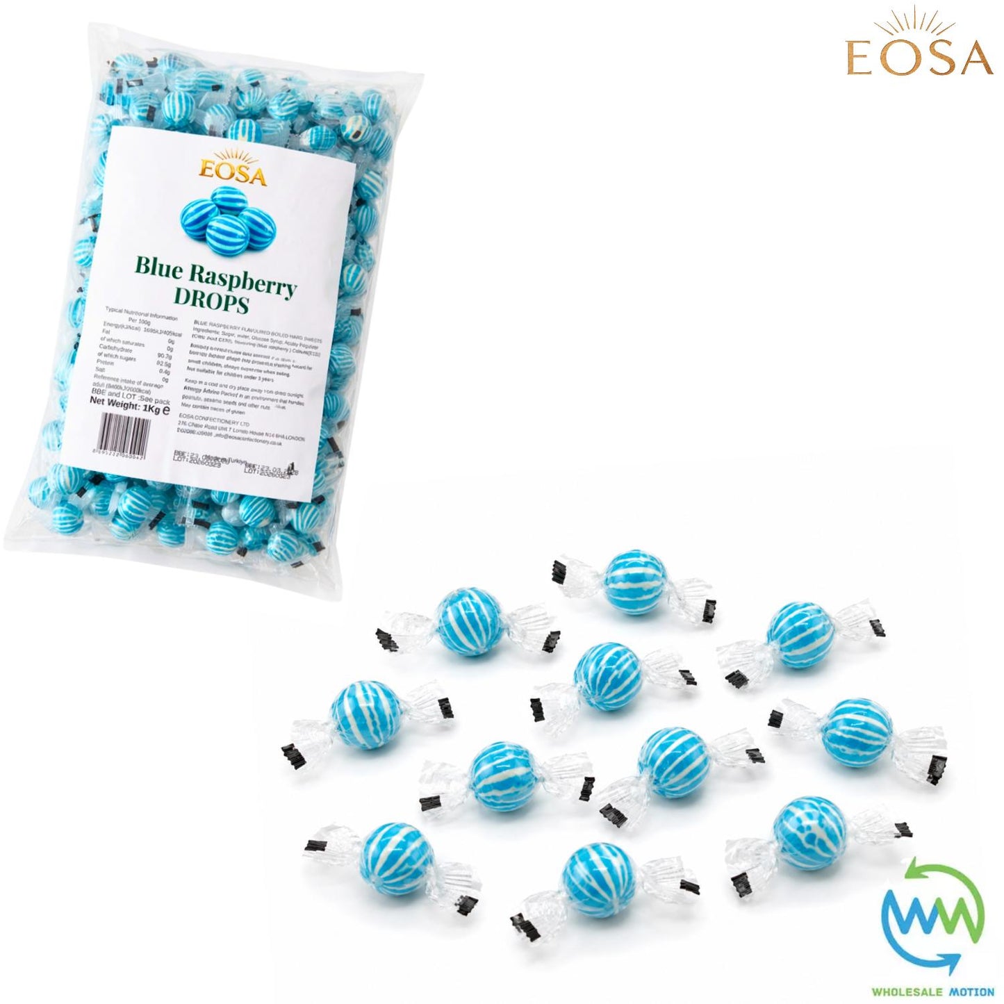BLUE RASPBERRY DROPS Sweets CANDY Candies HARD BOILED Sweet INDIVIDUALLY WRAPPED Drop Retro TRADITIONAL Party Bag Filler Treat Snack Fruit Fruity Wedding Favour Gift