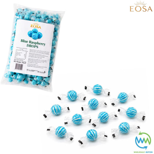 BLUE RASPBERRY DROPS Sweets CANDY Candies HARD BOILED Sweet INDIVIDUALLY WRAPPED Drop Retro TRADITIONAL Party Bag Filler Treat Snack Fruit Fruity Wedding Favour Gift