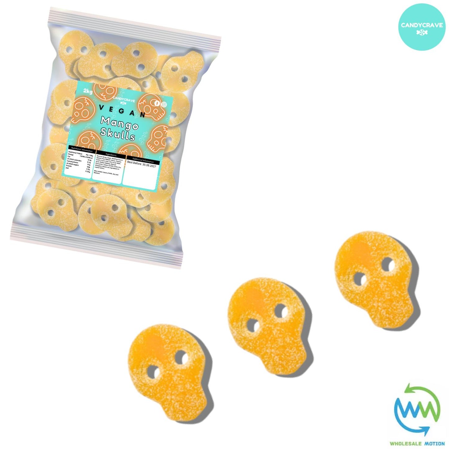 HALLOWEEN FIZZY MANGO SKULLS Sweets GUMMY Jelly CANDY Jellies GUMMIES Sugar Coated Skull Snack WEDDING GIFT Party Bag Filler CANDIES Candycrave PICK N MIX UK