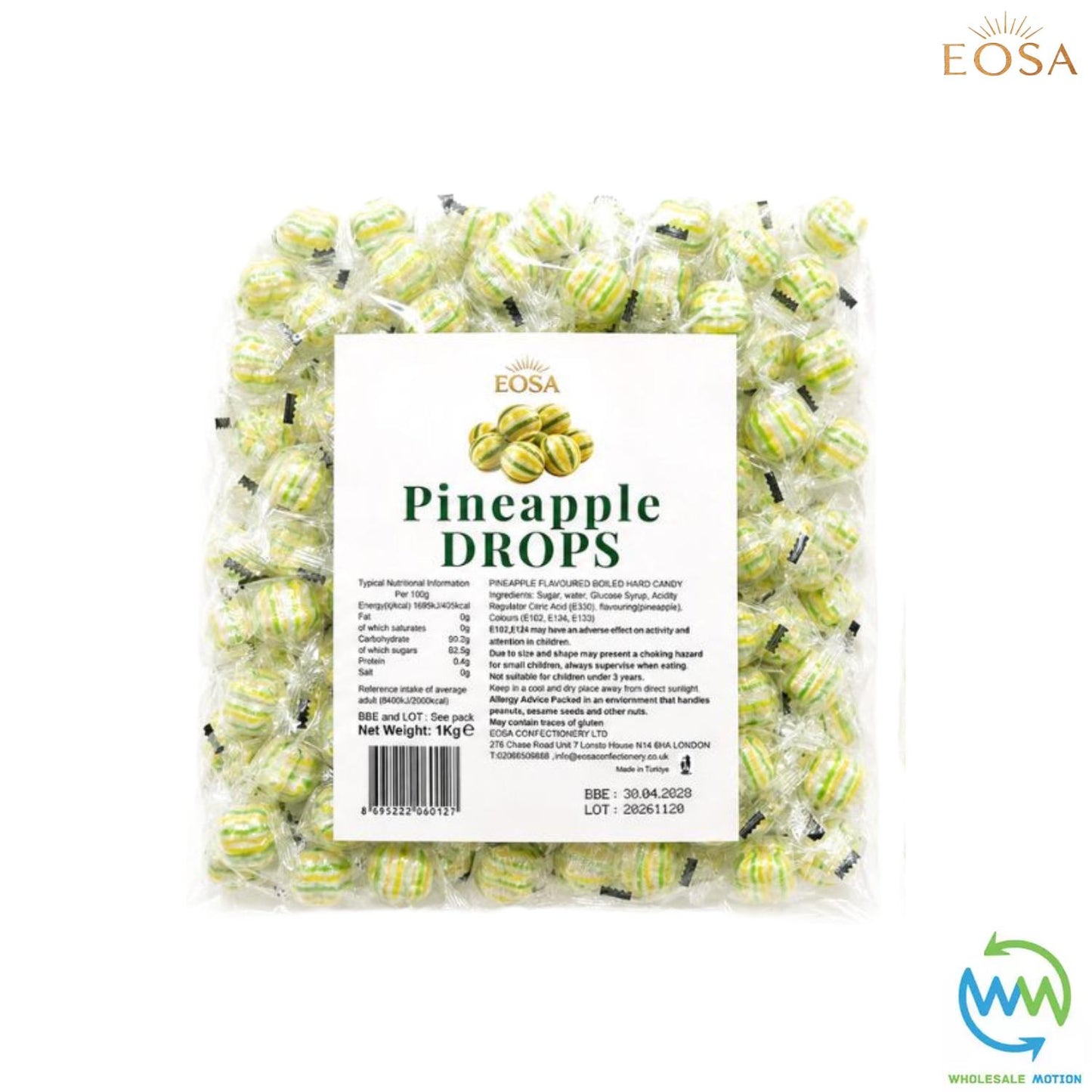 PINEAPPLE DROPS Sweets CANDY Candies HARD BOILED Cream Fruity Sweet INDIVIDUALLY WRAPPED Drop Retro TRADITIONAL Party Bag Filler Treat Snack Fruit Fruity Wedding Favour Gift
