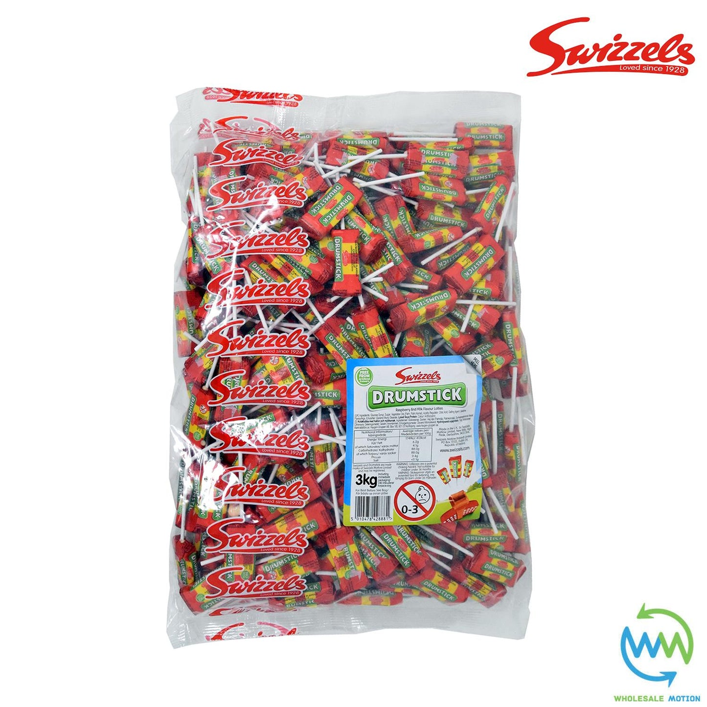 3KG BULK BAG Swizzels DRUMSTICK Lollies Individual Wrapped SWEETS CHEW Retro CANDY UK Lolly Snack Chewy SWIZZELS