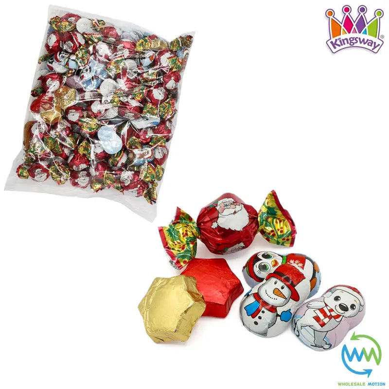 Milk Chocolate CHRISTMAS ASSORTMENT Foiled CHRISTMAS CANDY Sweets Gift Stocking Filler Individual Wrapped Santa Snowman Hazelnut Praline Milky Creme Filling