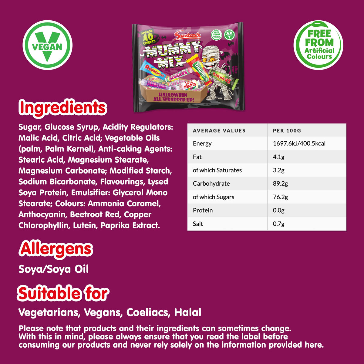 Swizzels MUMMY MIX BAG 340g Individual Wrapped Halloween SWEETS Retro CANDY Kids Party Retro CANDY UK Snack SWIZZLES