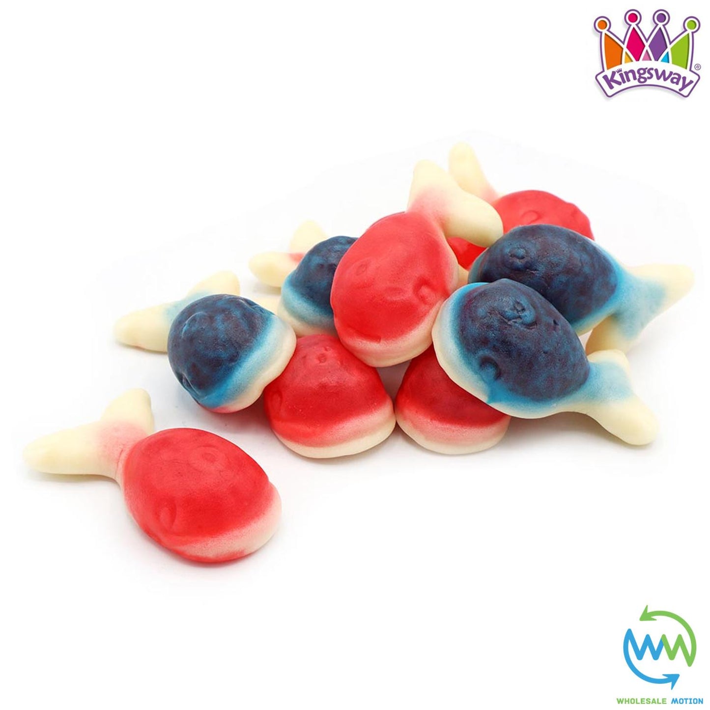 JELLY FILLED WHALES Sweets GUMMY Candy Gummies Fruit JELLIES Kingsway PICK N MIX Candies Snack Blue Raspberry Red Strawberry