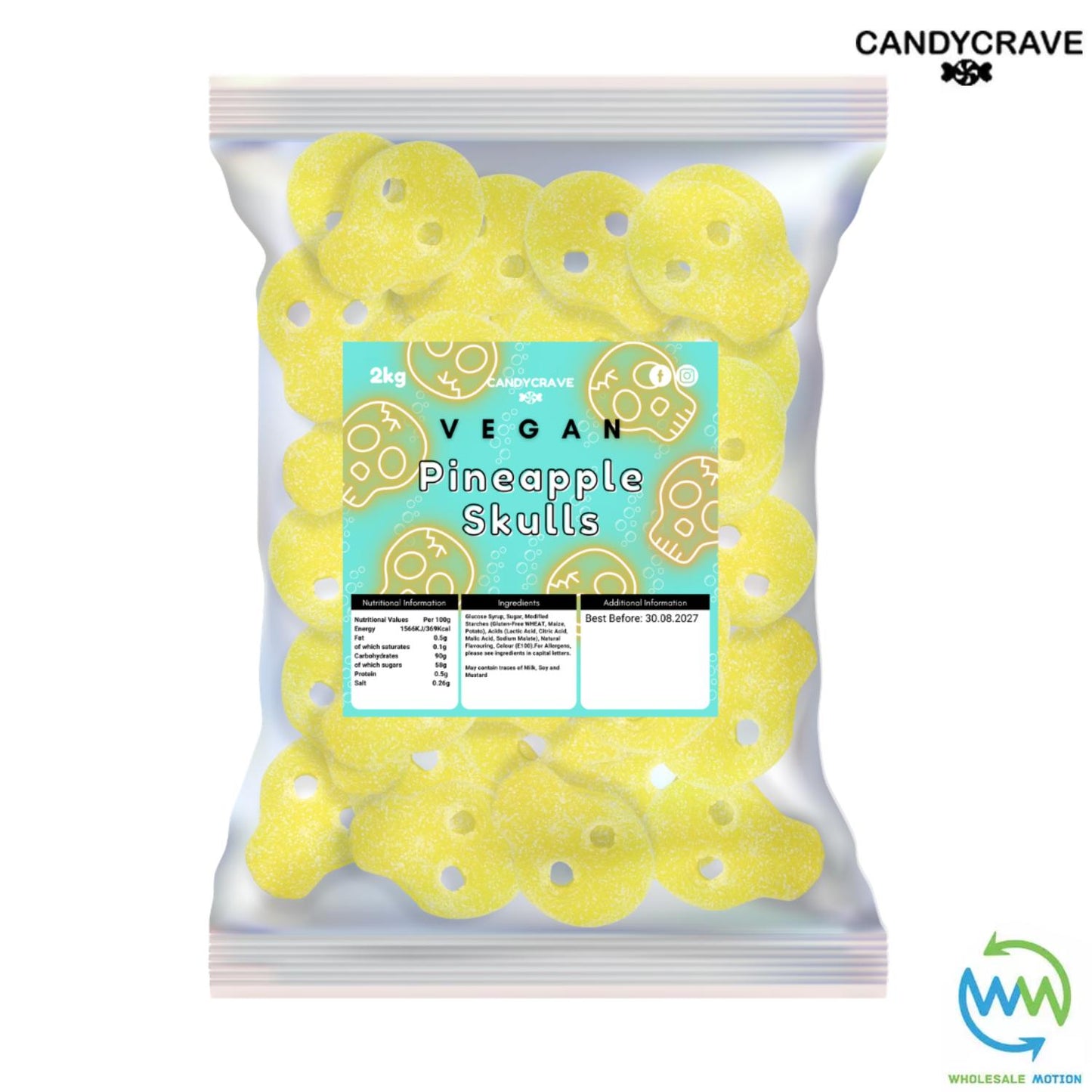 HALLOWEEN FIZZY PINEAPPLE SKULLS Sweets GUMMY Jelly CANDY Jellies GUMMIES Sugar Coated Skull Snack WEDDING GIFT Party Bag Filler CANDIES Candycrave PICK N MIX UK