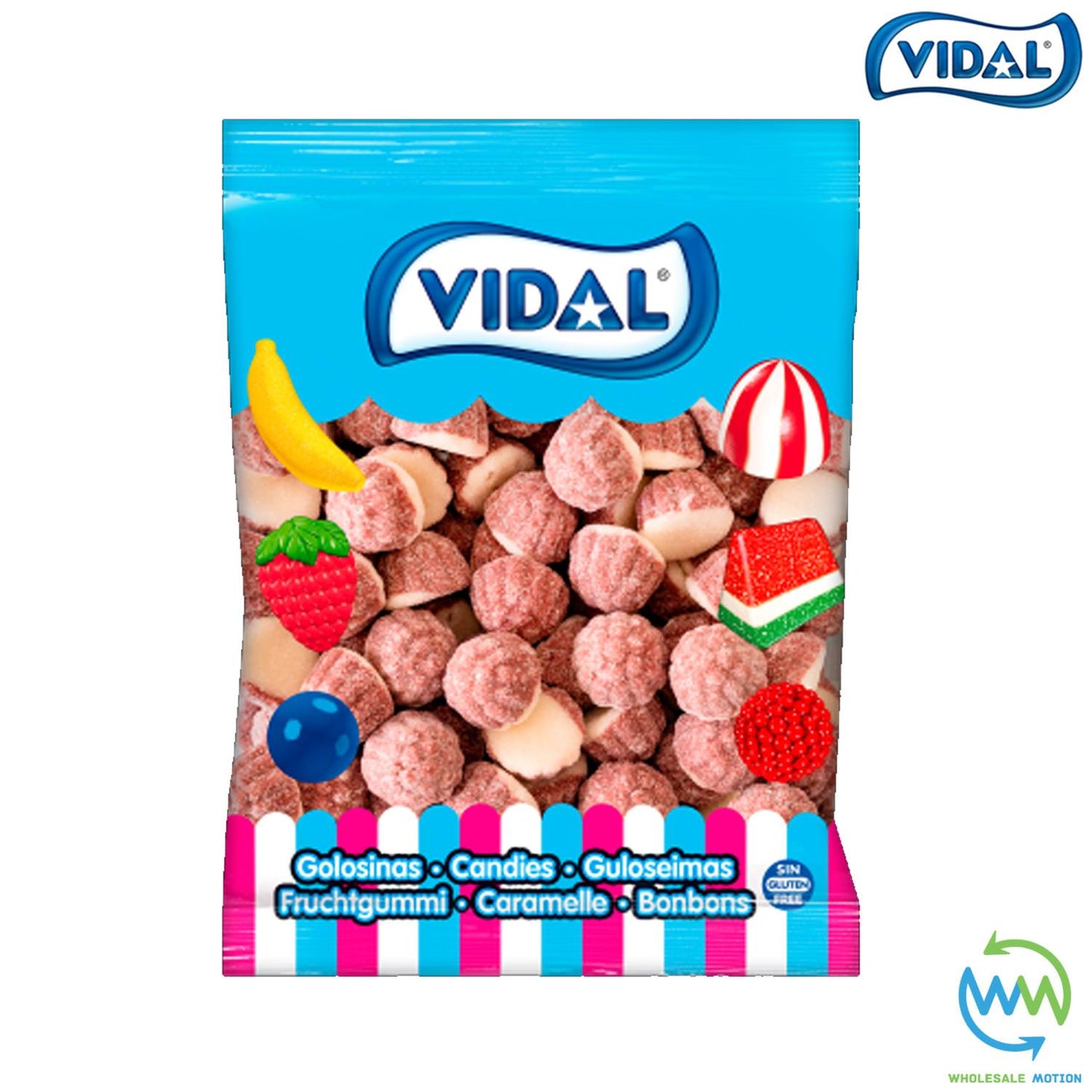 FIZZY BERRY KISSES Sweets GUMMY Candy Jelly BLACKBERRY Fruity GUMMIES Vidal PICK N MIX Jellies Berries Snack Sugar Coated