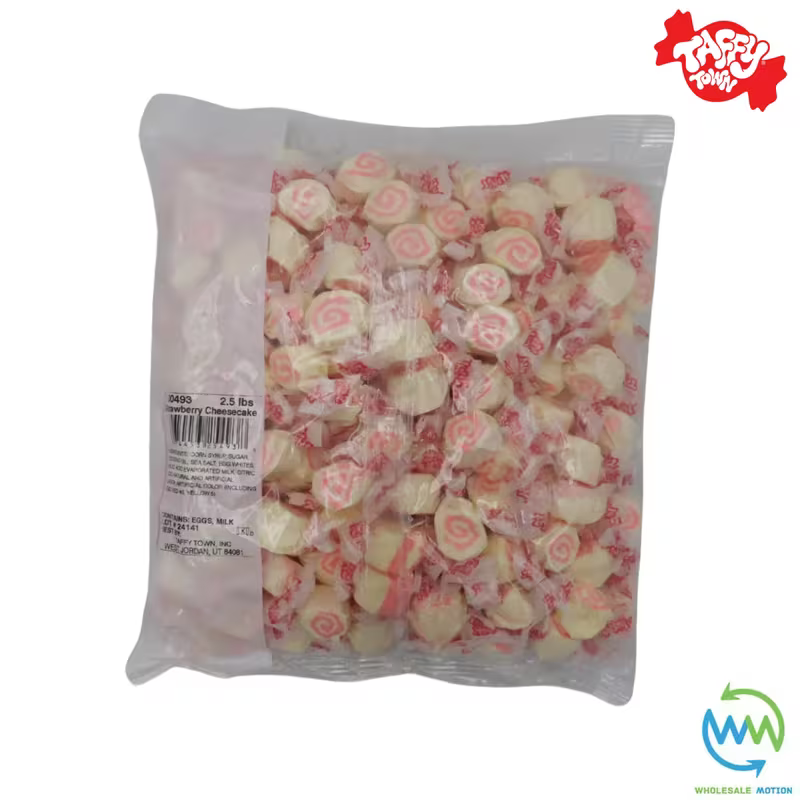 STRAWBERRY CHEESECAKE SALT WATER TAFFY Sweets SOFT CANDY Taffies SWEET Chewy Retro Party INDIVIDUALLY WRAPPED Fruity SWEET Candy Gummy Jelly GUMMIES Jellies Snack Fruit Taffies Toffees