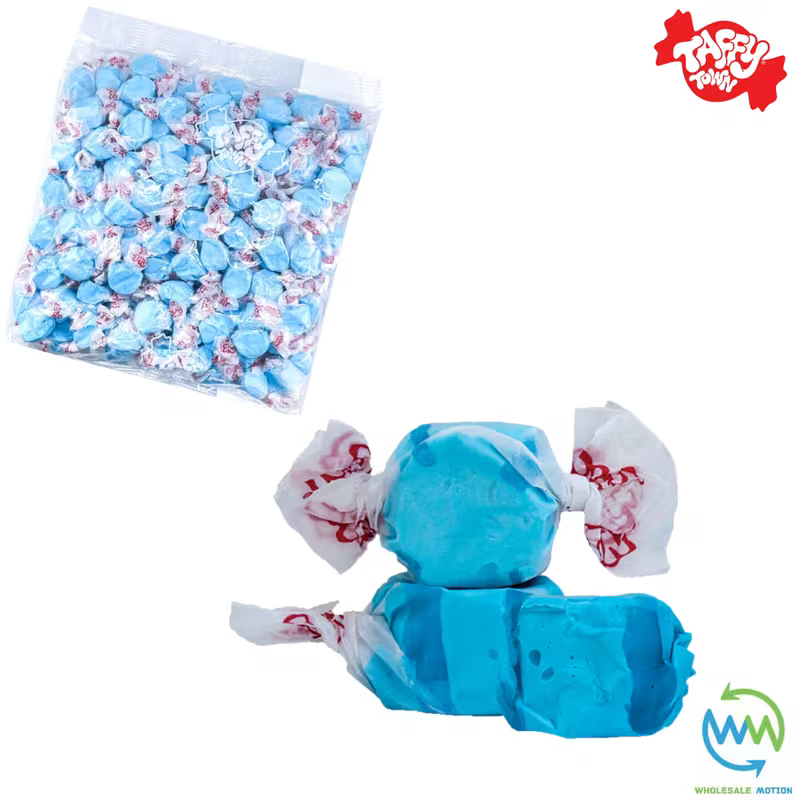 BLUE RASPBERRY SALT WATER TAFFY Sweets SOFT CANDY Taffies SWEET Chewy Mint MINTY Retro Party INDIVIDUALLY WRAPPED Fruity SWEET Candy Gummy Jelly GUMMIES Jellies Snack Fruit Taffies Toffees