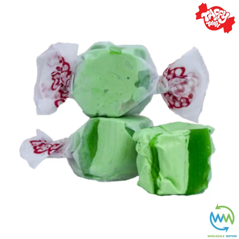 GREEN APPLE SALT WATER TAFFY Sweets SOFT CANDY Taffies SWEET Chewy Mint MINTY Retro Party INDIVIDUALLY WRAPPED Fruity SWEET Candy Gummy Jelly GUMMIES Jellies Snack Fruit Taffies Toffees