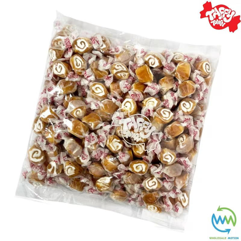 CARAMEL SWIRL SALT WATER TAFFY Sweets SOFT CANDY Taffies SWEET Chewy Caramels Retro Party WRAPPED Fruity SWEET Candy Gummy Jelly Snack Fruit Taffies Toffees Gummies Jellies GIFT Snack TREAT Wedding Favour Party Bag Filler