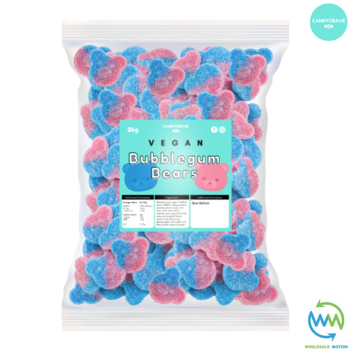 FIZZY BUBBLEGUM BEARS Sweets CANDY Jelly GUMMY Jellies GUMMIES Sugar Coated Bear VEGAN Snack WEDDING GIFT Party Bag Filler CANDIES Candycrave PICK N MIX UK