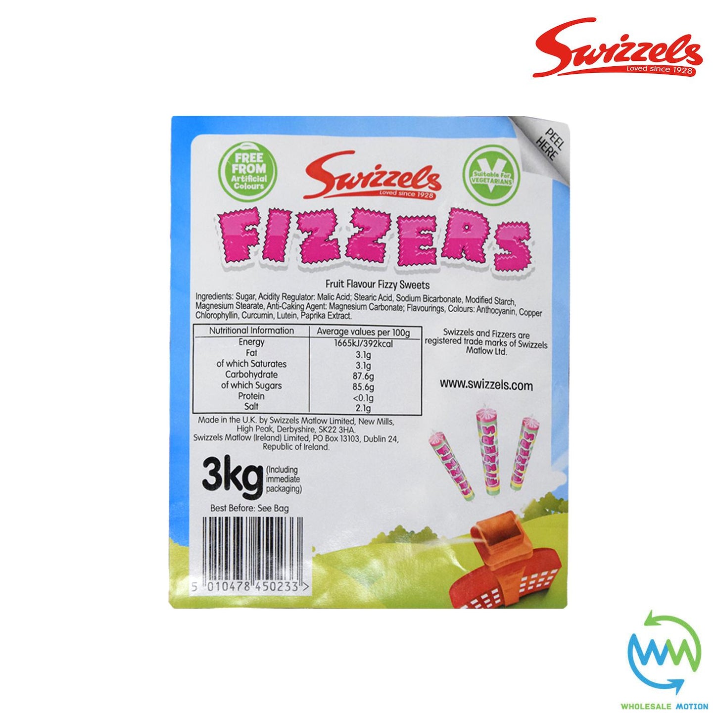 3KG BULK BAG Swizzels FIZZERS Individual Wrapped 7g SWEETS DISC Retro CANDY Kids Party UK Snack SWIZZELS