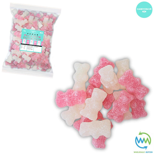 PINK & WHITE SUGARED BEARS Sweets CANDY Jelly GUMMY Jellies GUMMIES Fizzy Sugar Coated Bear Snack WEDDING GIFT Party Bag Filler CANDIES Candycrave PICK N MIX UK Treat