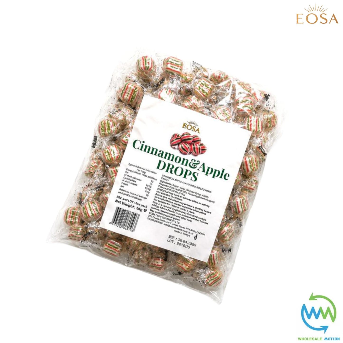 CINNAMON & APPLE DROPS Sweets CANDY Candies HARD BOILED Cream Fruity Sweet INDIVIDUALLY WRAPPED Drop Retro TRADITIONAL Party Bag Filler Treat Snack Fruit Fruity Wedding Favour Gift