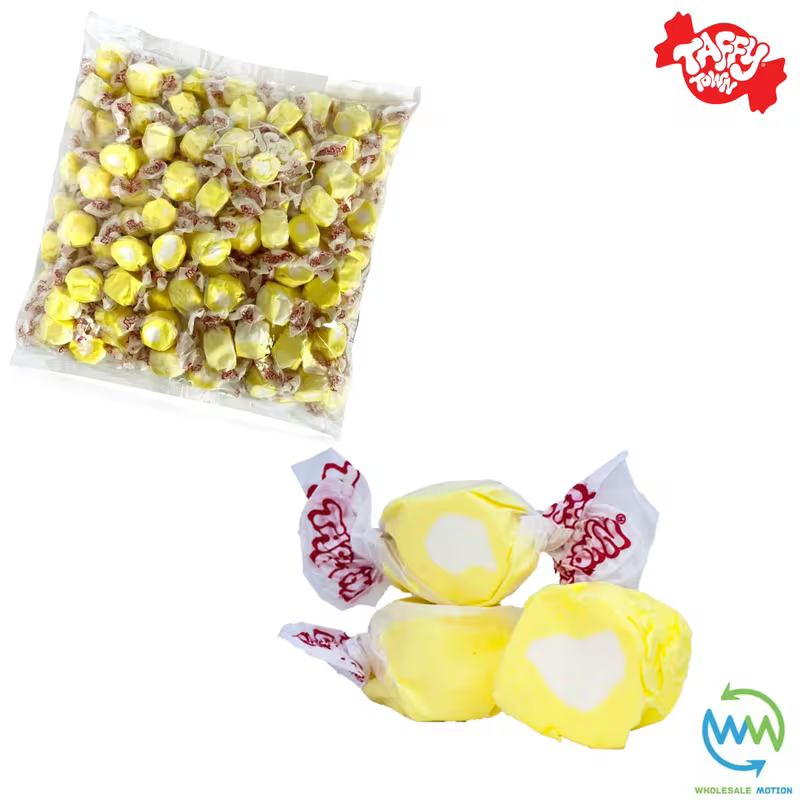 LEMON CREAM SALT WATER TAFFY Sweets SOFT CANDY Taffies SWEET Chewy Retro Party INDIVIDUALLY WRAPPED Fruity SWEET Candy Gummy Jelly GUMMIES Jellies Snack Fruit Taffies Toffees