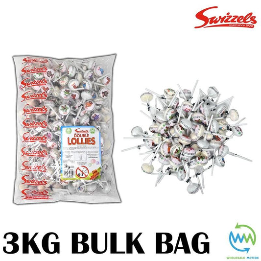 3KG BULK BAG Swizzels DOUBLE LOLLIES Fruity Individual Wrapped SWEETS Retro CANDY FRUIT Lolly Snack SWIZZELS
