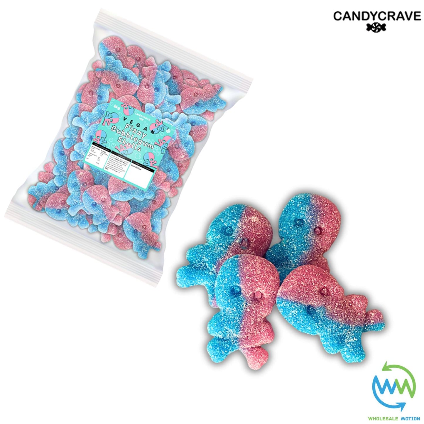 FIZZY BUBBLEGUM SKULLS HALLOWEEN Sweets GUMMY Candy Jelly Jellies CANDYCRAVE Gummies PICK N MIX Snack Bonbon Sugar