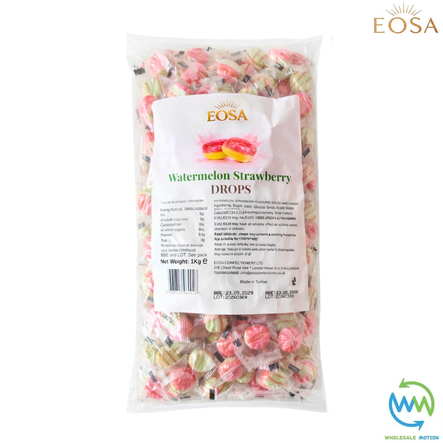 STRAWBERRY AND WATERMELON DROPS Sweets CANDY Candies HARD BOILED Sweet INDIVIDUALLY WRAPPED Drop Retro TRADITIONAL Party Bag Filler Treat Snack Fruit Fruity Wedding Favour Gift