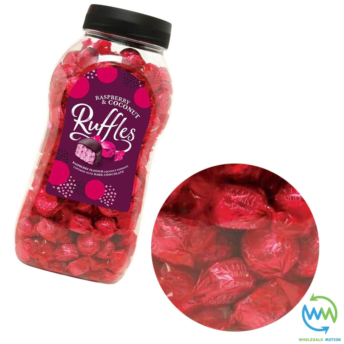 Jameson's RASPBERRY & COCONUT RUFFLES Candy Retro DARK CHOCOLATE CREAMS Sweets Gift Snack UKt Stocking Filler Individual Wrapped Foil Christmas Novelty Festive