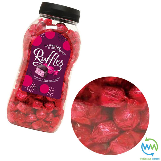 Jameson's RASPBERRY & COCONUT RUFFLES Candy Retro DARK CHOCOLATE CREAMS Sweets Gift Snack UKt Stocking Filler Individual Wrapped Foil Christmas Novelty Festive