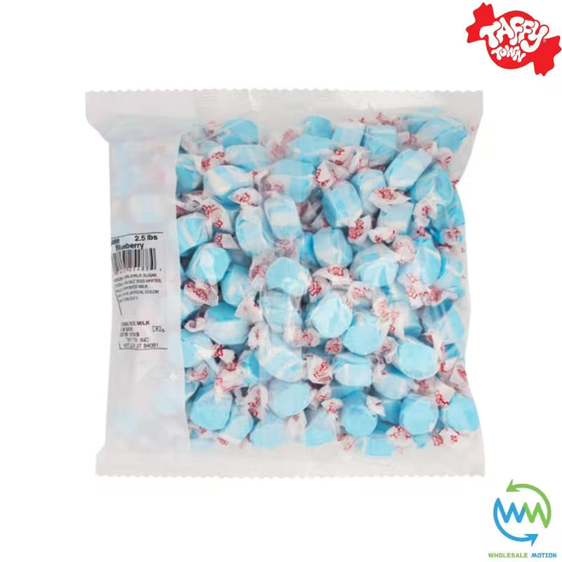 BLUEBERRY SALT WATER TAFFY Sweets SOFT CANDY Taffies SWEET Chewy Retro Blue Berry Party WRAPPED Fruity SWEET Candy Gummy Jelly Snack Fruit Taffies Toffees Gummies Jellies GIFT Snack TREAT Wedding Favour Party Bag Filler