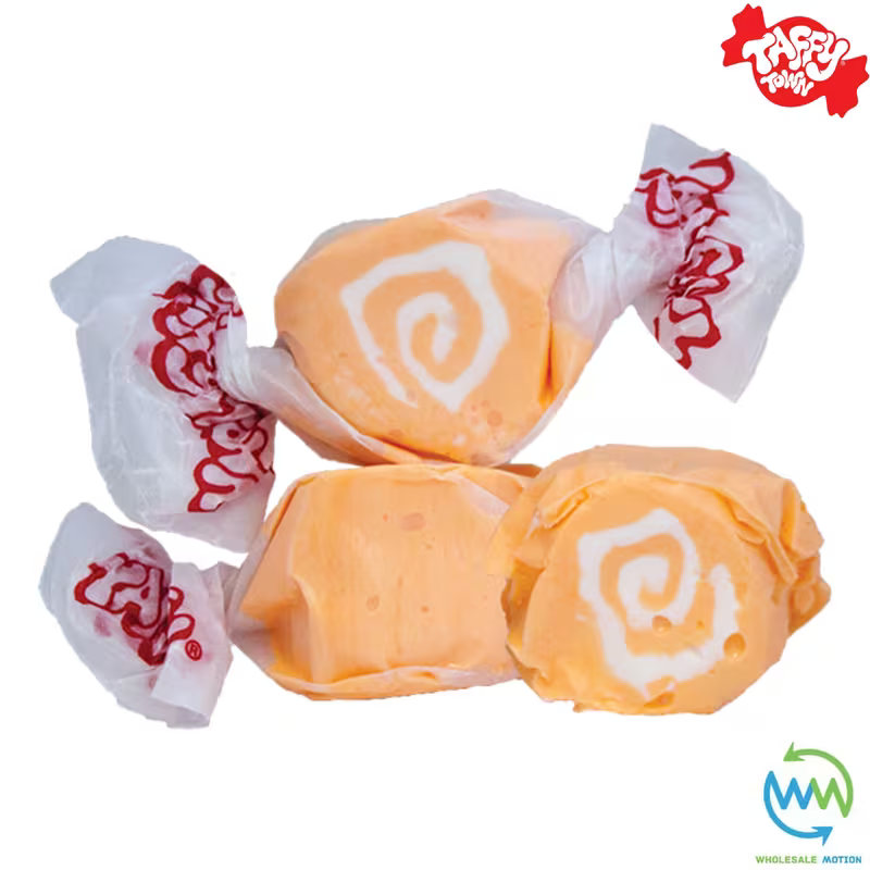 ORANGE CREAM SALT WATER TAFFY Sweets SOFT CANDY Taffies SWEET Chewy Retro Party INDIVIDUALLY WRAPPED Fruity SWEET Candy Gummy Jelly Snack Fruit Taffies Toffees