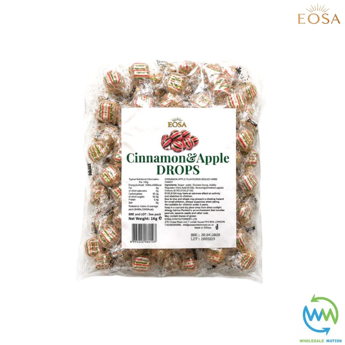 CINNAMON & APPLE DROPS Sweets CANDY Candies HARD BOILED Cream Fruity Sweet INDIVIDUALLY WRAPPED Drop Retro TRADITIONAL Party Bag Filler Treat Snack Fruit Fruity Wedding Favour Gift