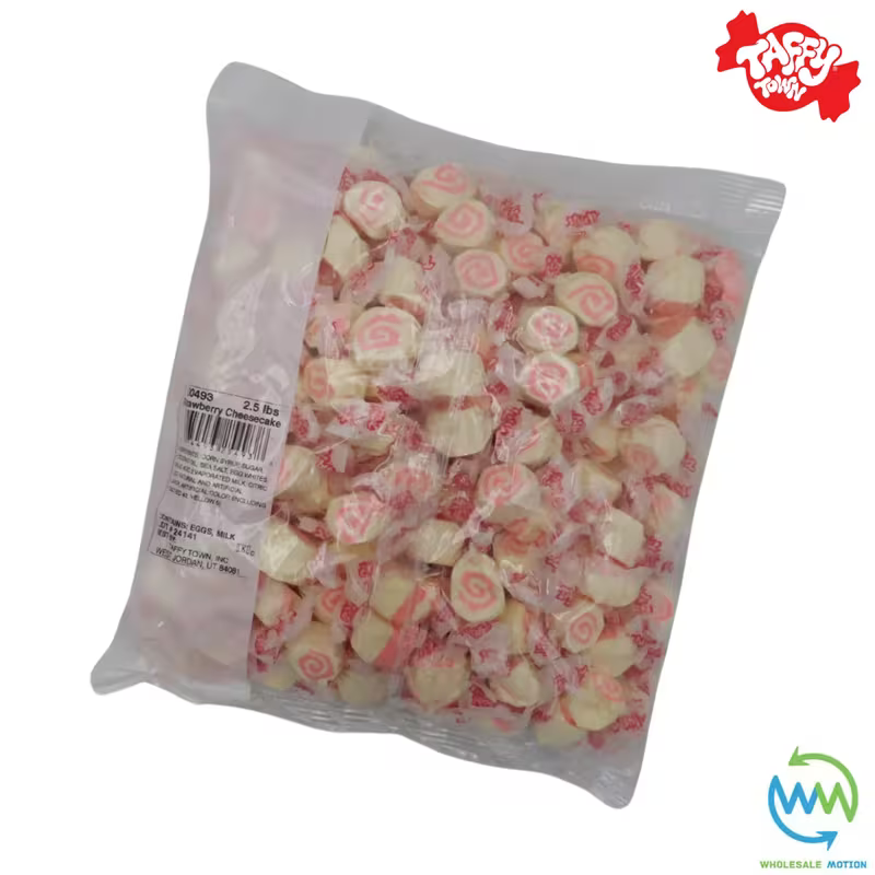 STRAWBERRY CHEESECAKE SALT WATER TAFFY Sweets SOFT CANDY Taffies SWEET Chewy Retro Party INDIVIDUALLY WRAPPED Fruity SWEET Candy Gummy Jelly GUMMIES Jellies Snack Fruit Taffies Toffees