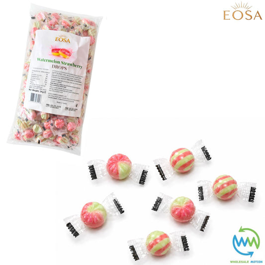 STRAWBERRY AND WATERMELON DROPS Sweets CANDY Candies HARD BOILED Sweet INDIVIDUALLY WRAPPED Drop Retro TRADITIONAL Party Bag Filler Treat Snack Fruit Fruity Wedding Favour Gift